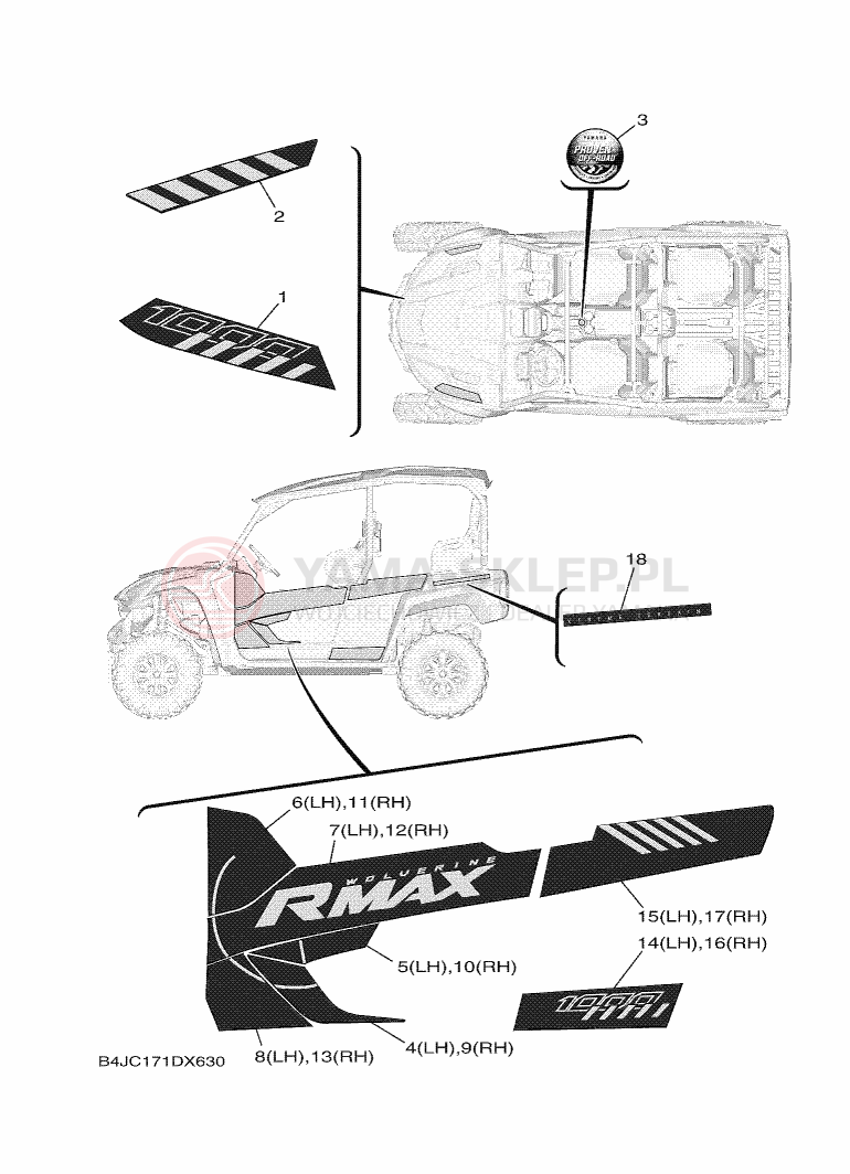 Schemat "Naklejki" do Yamaha YXF1000EW