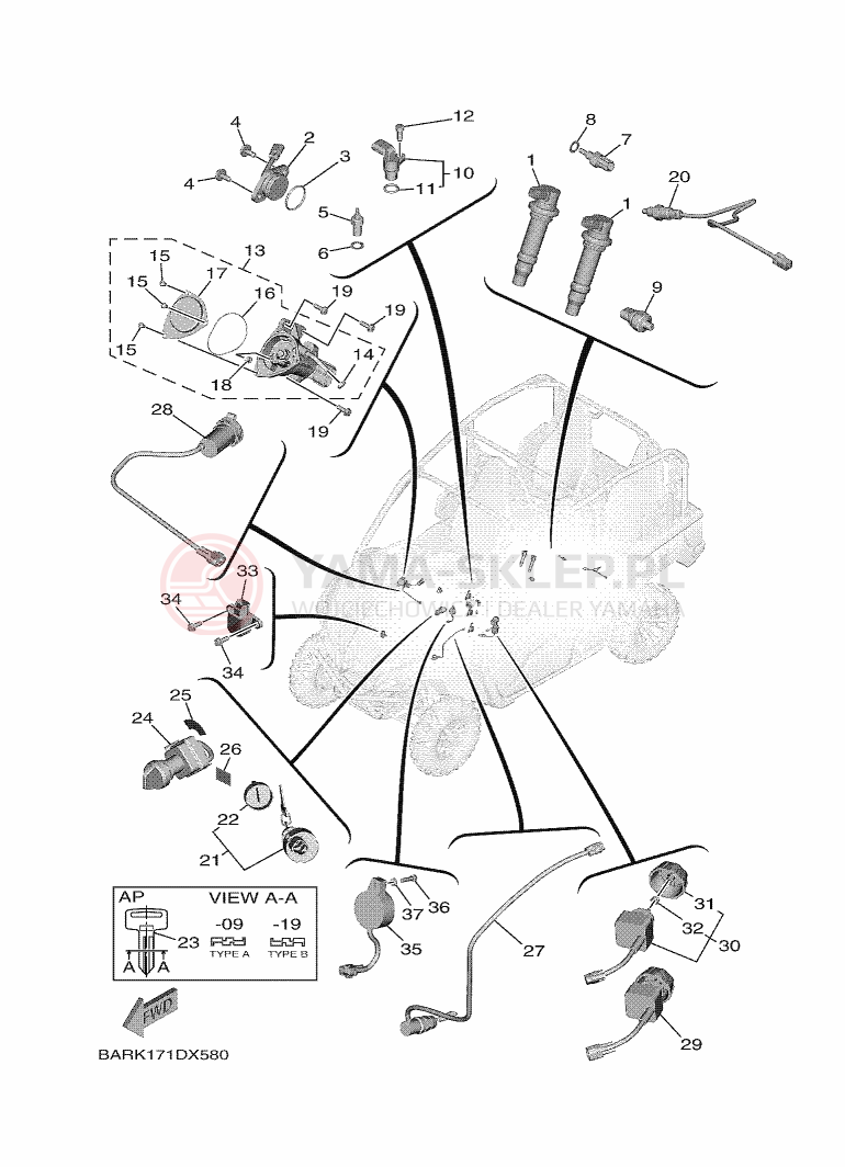 Schemat "układ elektryczny" do Yamaha YXF850E