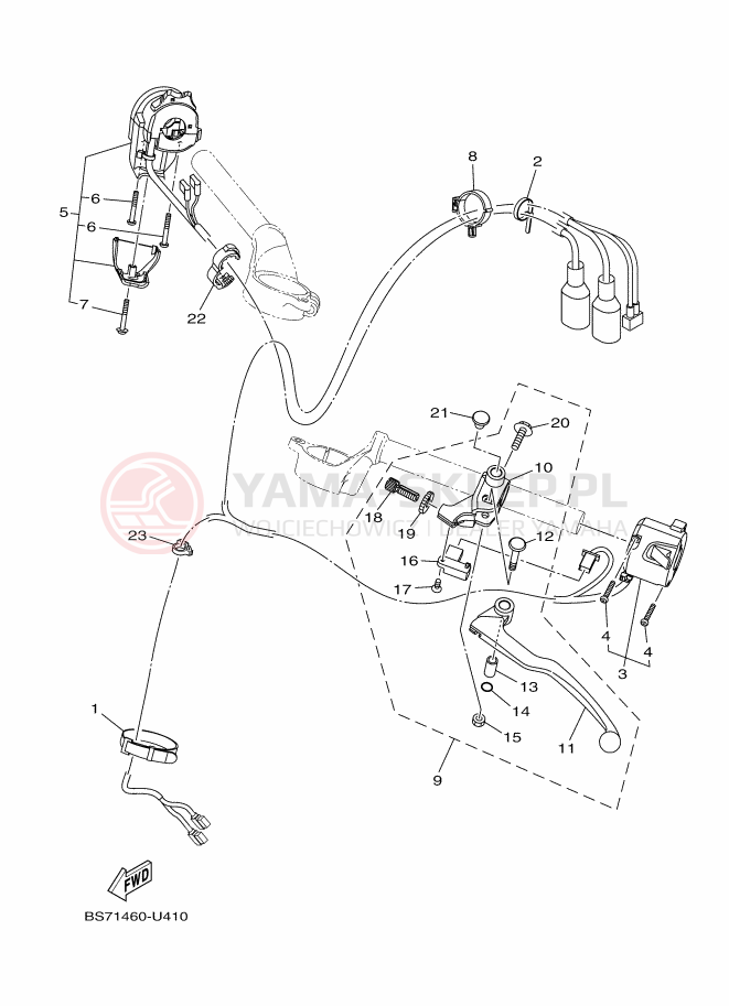 Schemat "Kierownica i osprzęt" do Yamaha YZF-R3