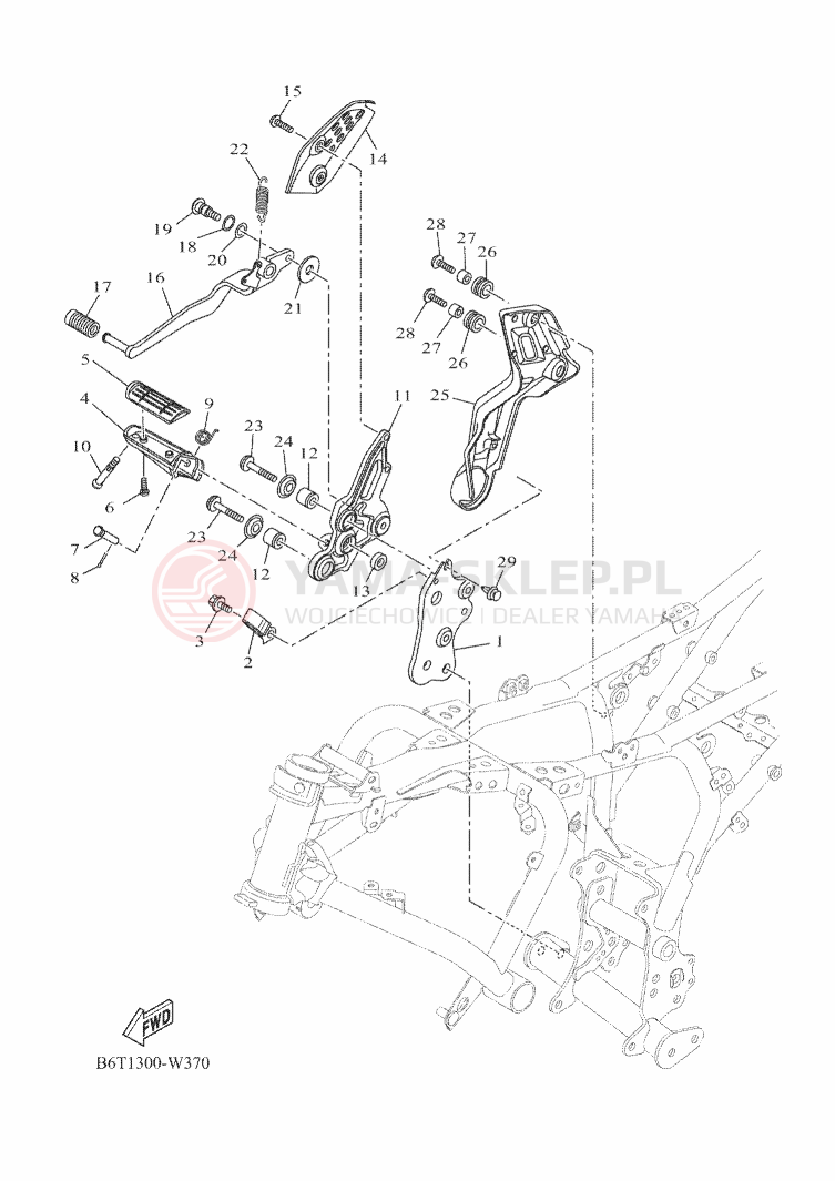 Schemat "PODPÓRKA I PODNÓŻEK 2" do Yamaha TRACER 7 POLICE