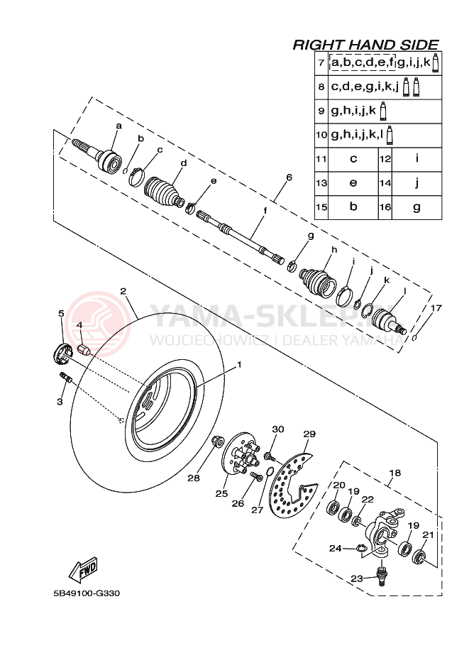 Schemat "Koło przód" do Yamaha YXR700F