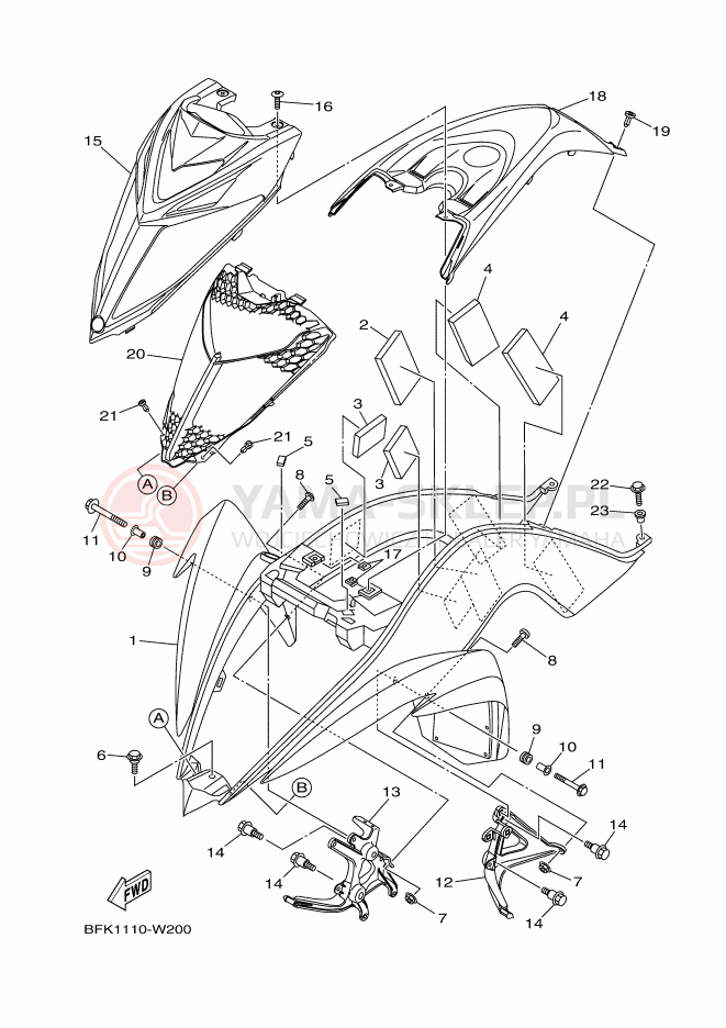 Schemat "Przedni błotnik" do Yamaha YFM700R