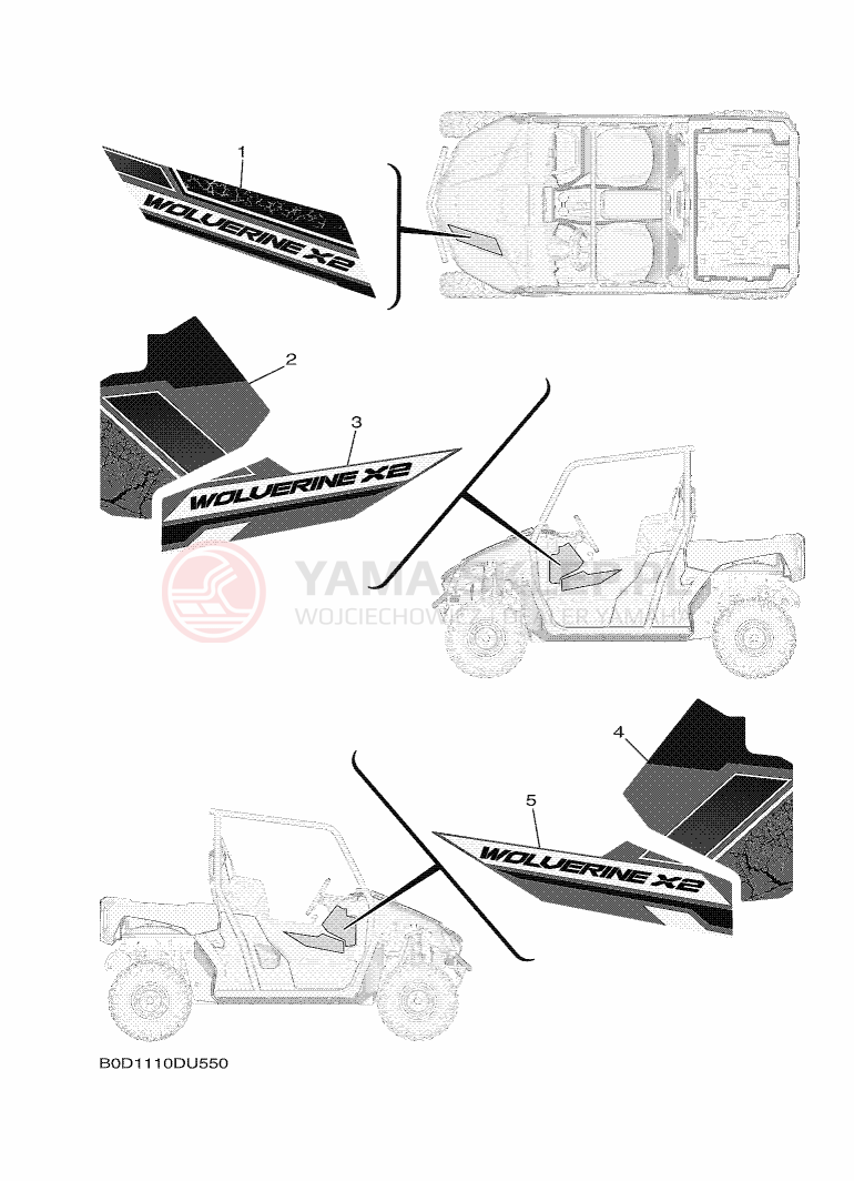 Schemat "Naklejki" do Yamaha WOLVERINE X2