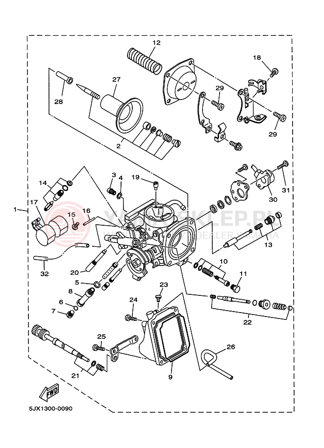 Schemat "Gaźnik" do Yamaha XVS125 DRAGSTAR