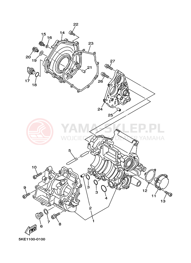 Schemat "Pokrywa silnika" do Yamaha TZ250