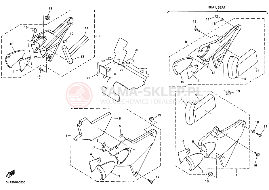Schemat "Pokrywa boczna" do Yamaha XJR1300