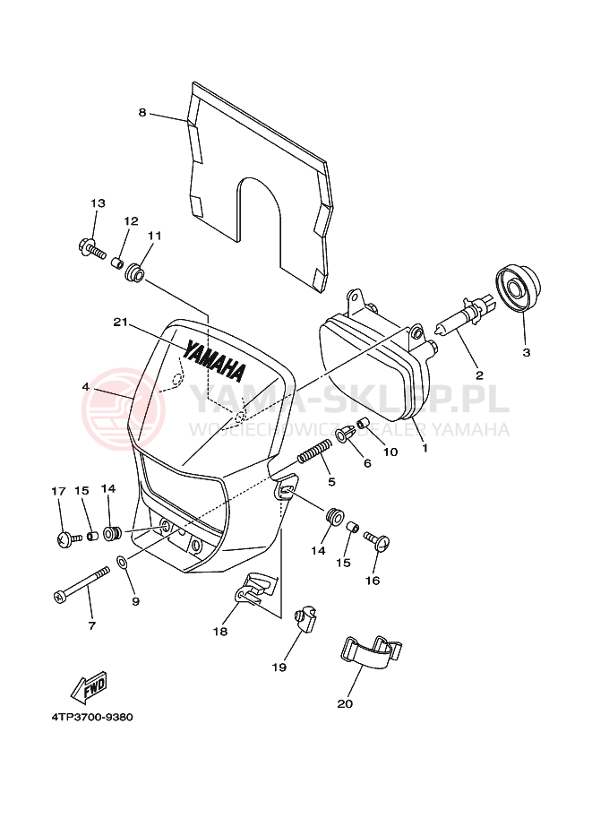 Schemat "Lampa przód" do Yamaha DT230 DT230L