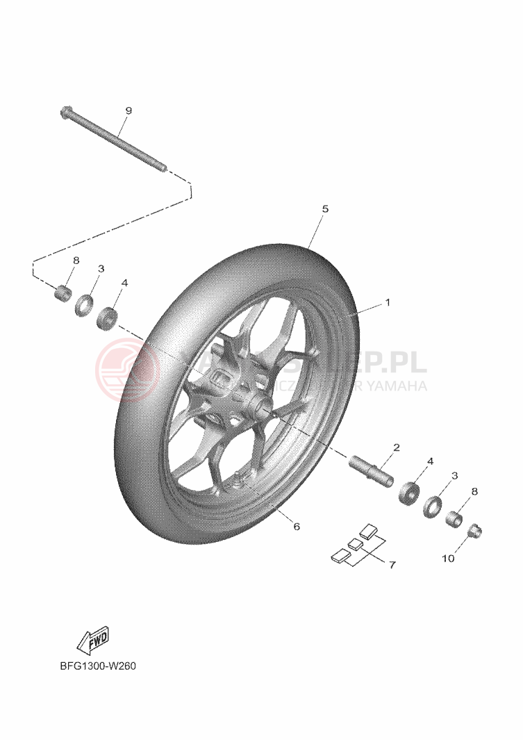 Schemat "Koło przód" do Yamaha XSR125