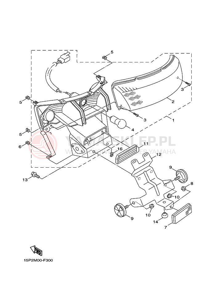 Schemat "Oświetlenie tył" do Yamaha BOOSTER X
