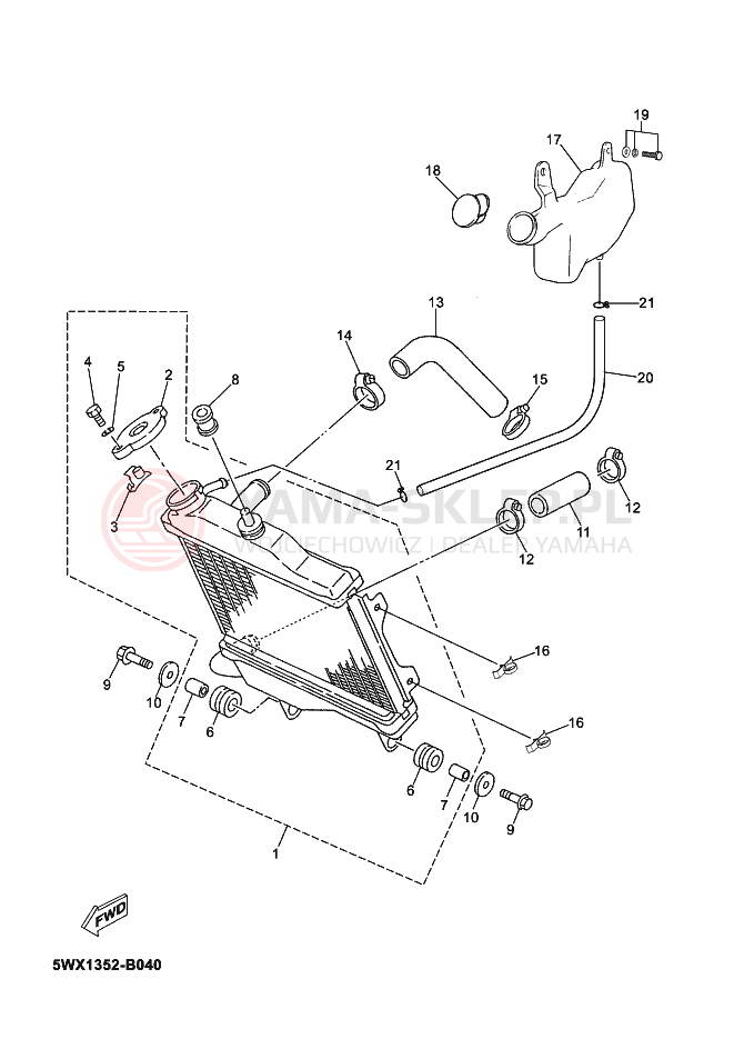 Schemat "Układ chlodzenia" do Yamaha TZR 50