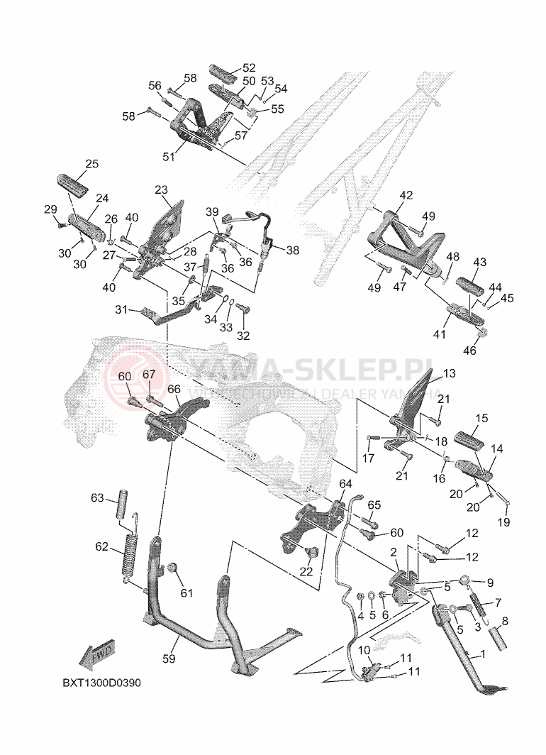 Schemat "Stopka postojowa i podnóżki" do Yamaha TRACER 9 Y-AMT
