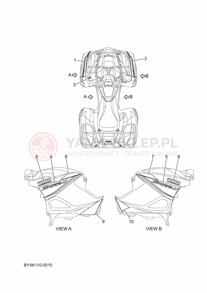 Schemat "Naklejki" do Yamaha GRIZZLY 700 EPS