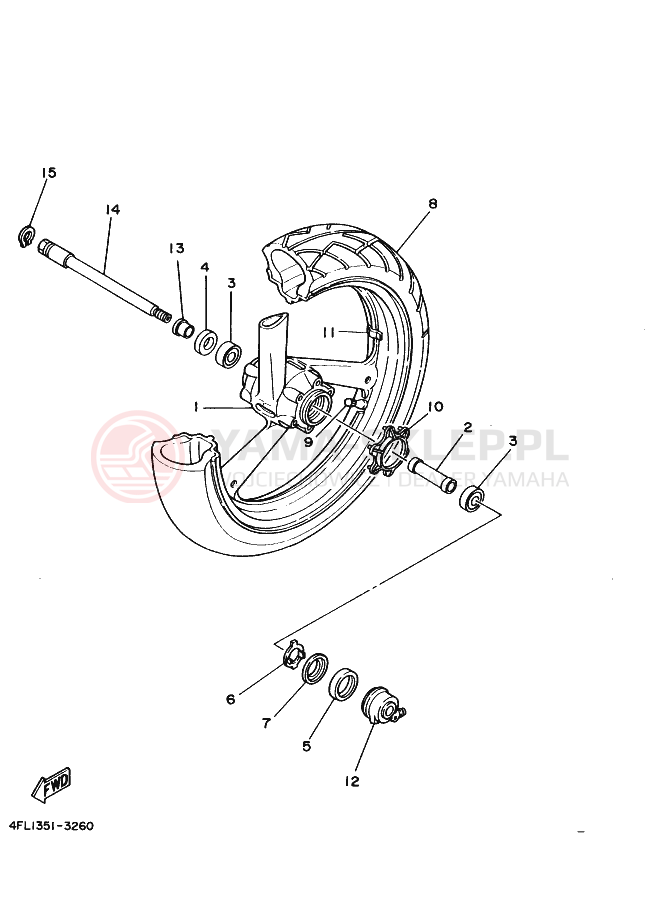 Schemat "Koło przód" do Yamaha TZR125