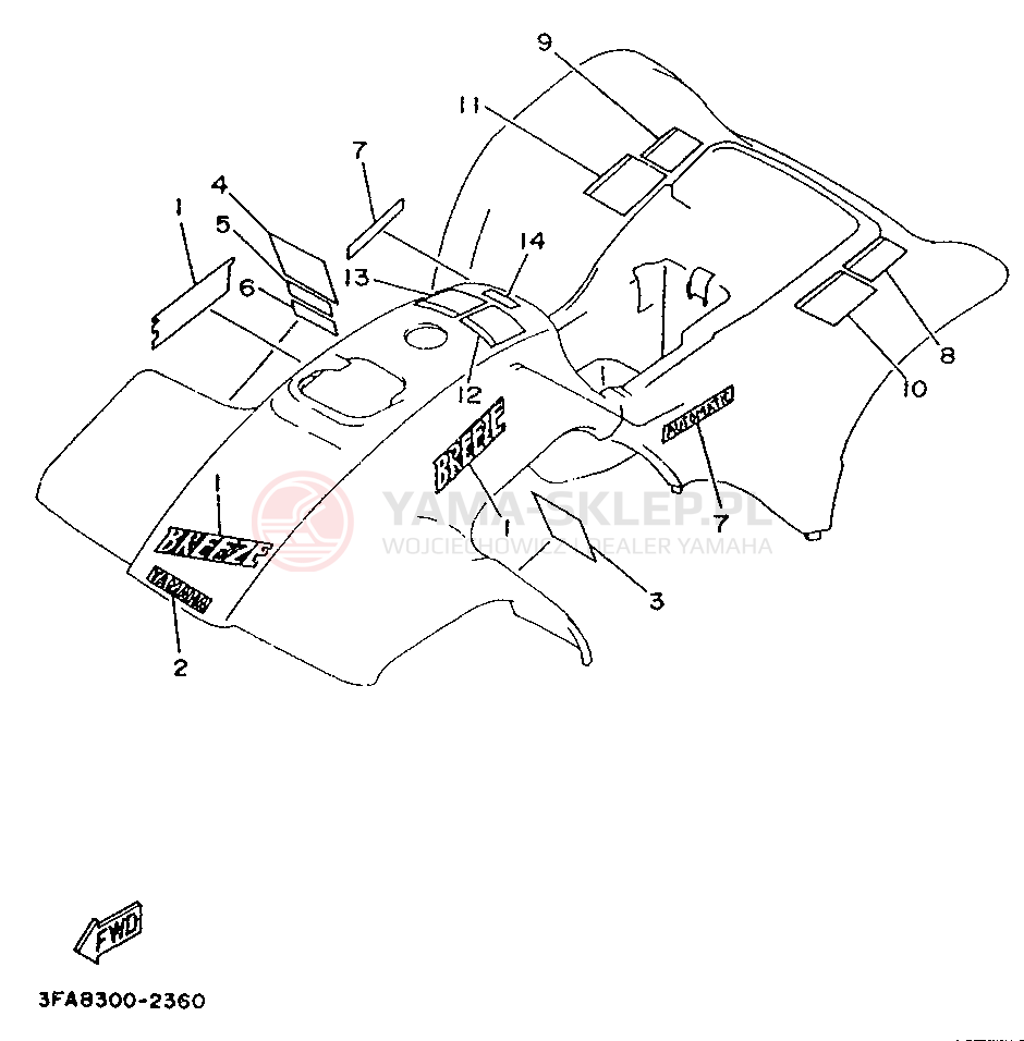 Schemat "naklejki" do Yamaha BREEZE