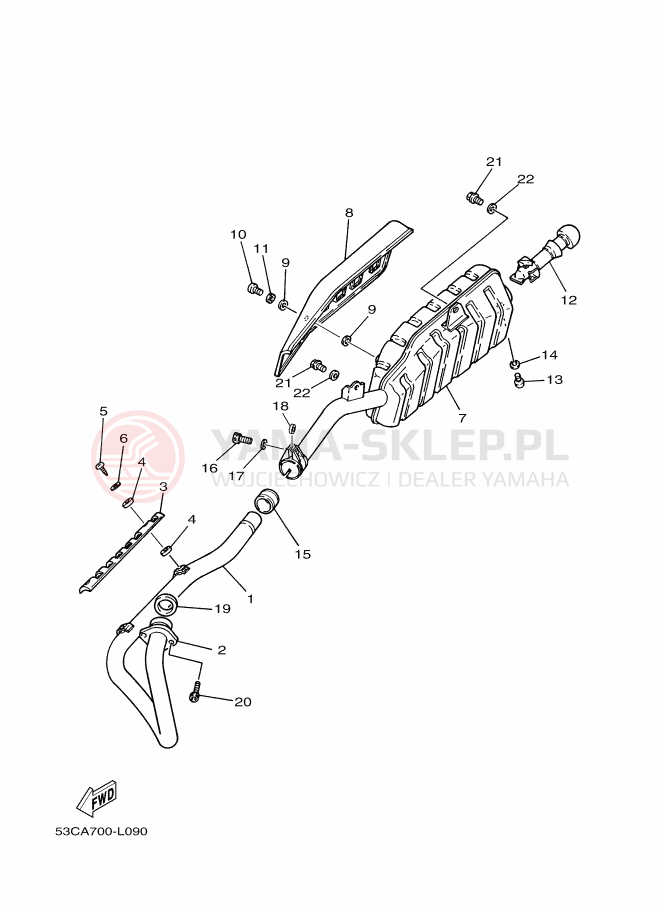 Schemat "Wydech końcowy" do Yamaha AG200F