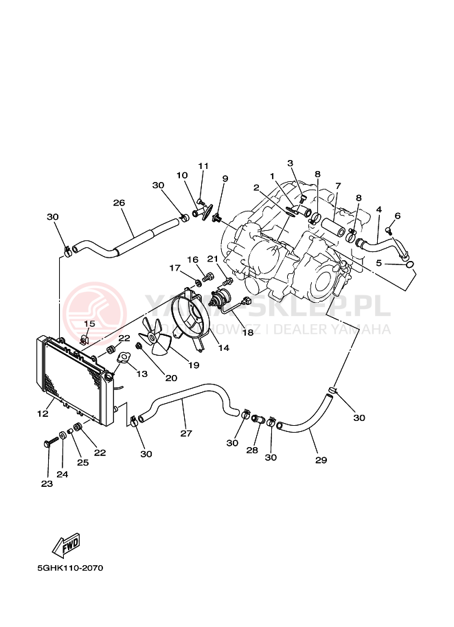 Schemat "Układ chlodzenia" do Yamaha YFM400FWA