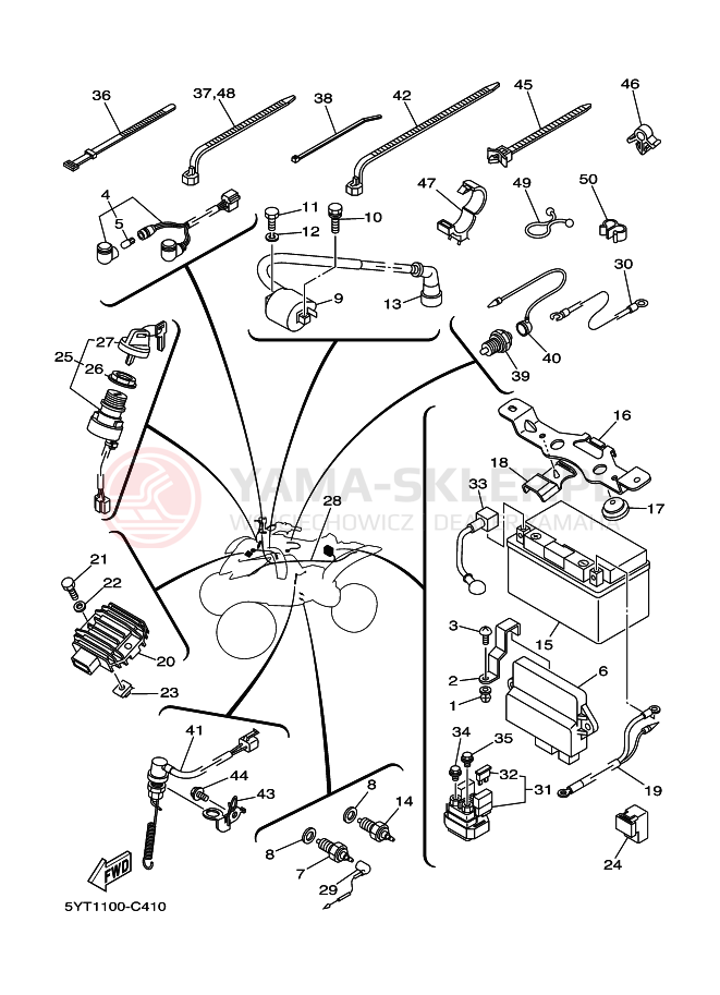 Schemat "układ elektryczny" do Yamaha YFM350R