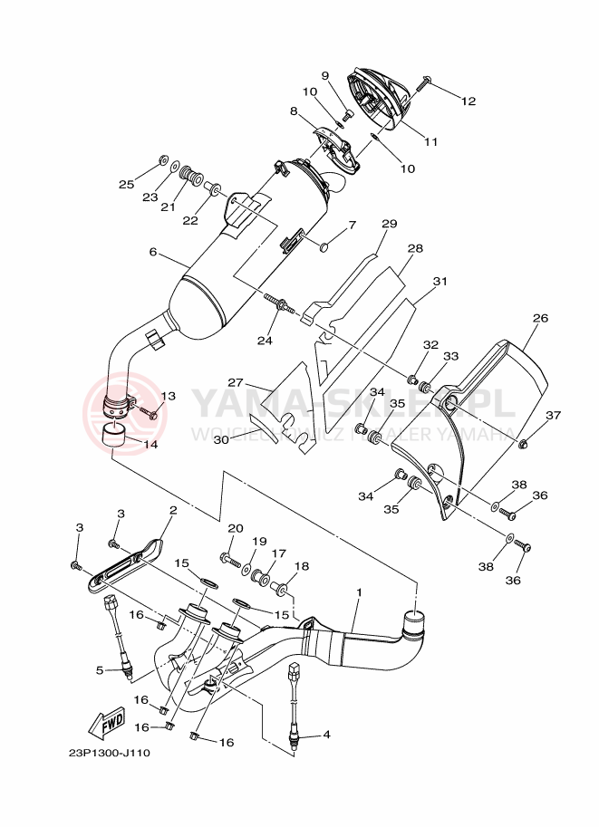 Schemat "Wydech końcowy" do Yamaha XT1200Z
