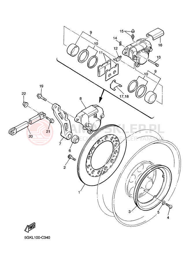 Schemat "Hamulce tył" do Yamaha VMX12 VMX12T1 VMAX