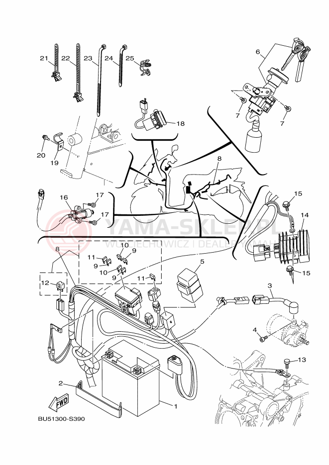 Schemat "układ elektryczny" do Yamaha TRICITY 125