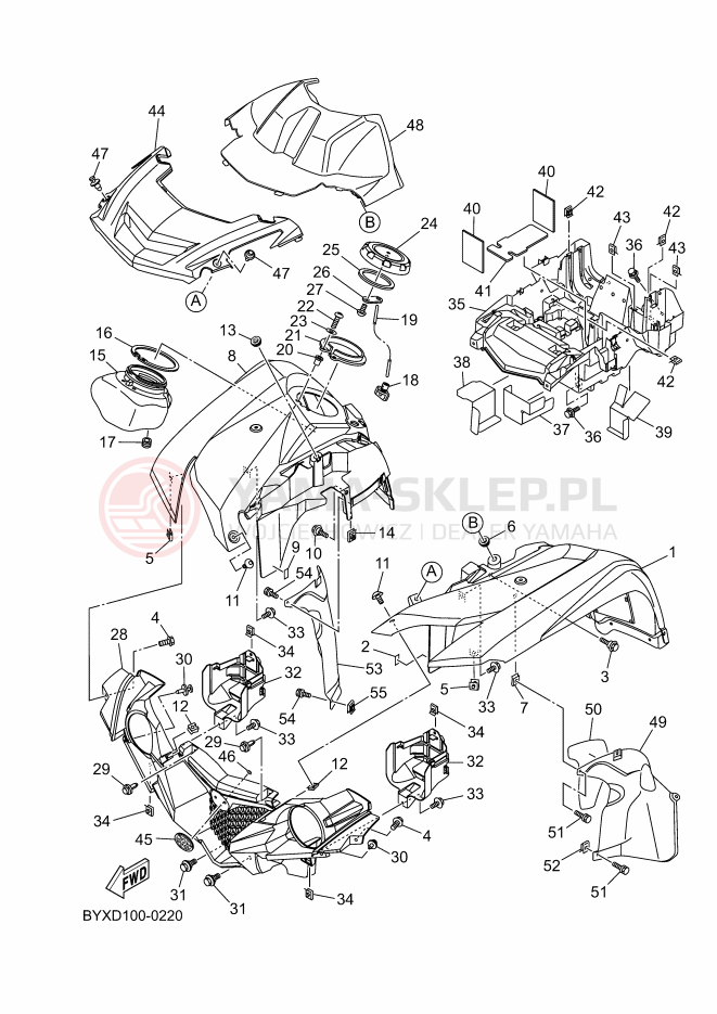 Schemat "PRZEDNI BŁOTNIK" do Yamaha GRIZZLY 700 EPS
