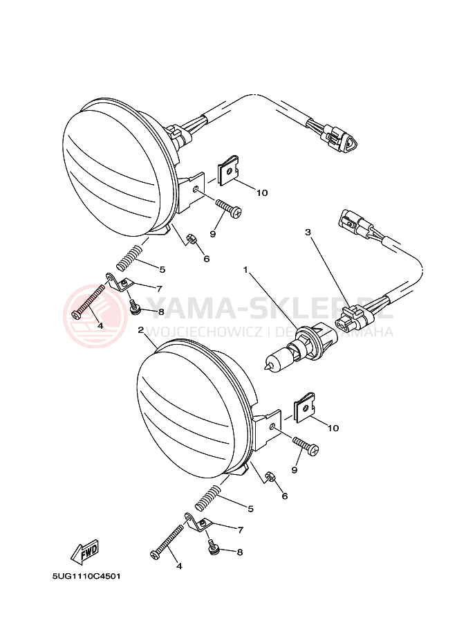 Schemat "Lampa przód" do Yamaha RHINO 660 SE SE