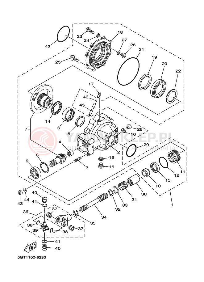 Schemat "Wał napędowy" do Yamaha YFM600FWA