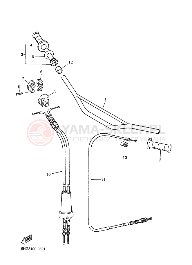Schemat "Kierownica i osprzęt" do Yamaha WR426F