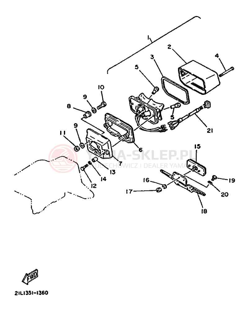 Schemat "Oświetlenie tył" do Yamaha SR250