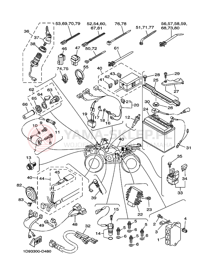 Schemat "układ elektryczny" do Yamaha KODIAK 4WD