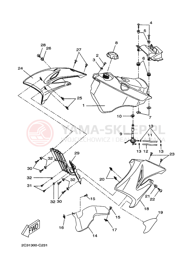 Schemat "zbiornik paliwa" do Yamaha DT50SM