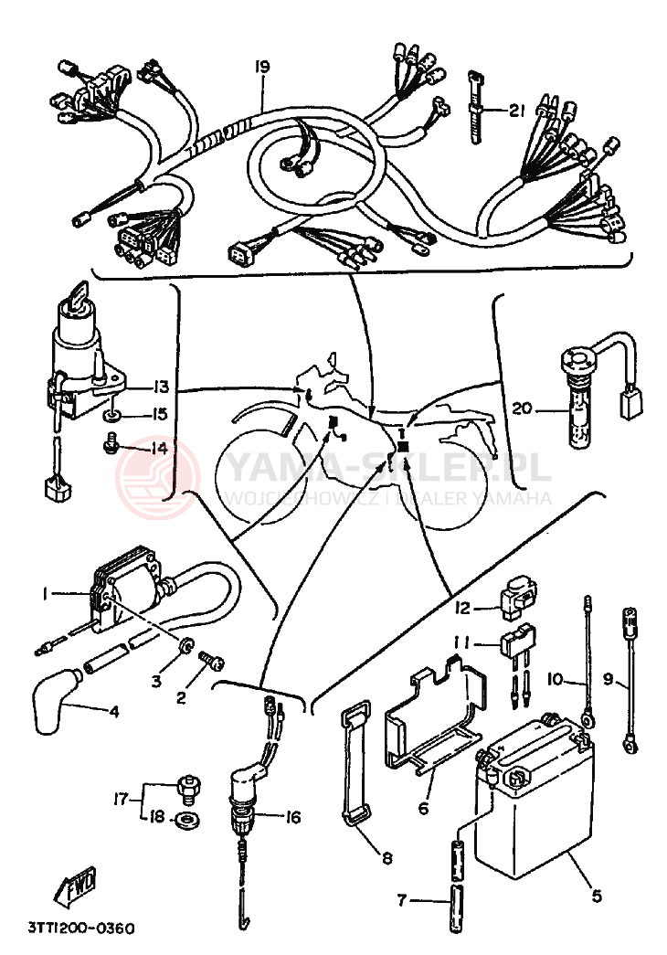 Schemat "układ elektryczny" do Yamaha DT175 DT175B