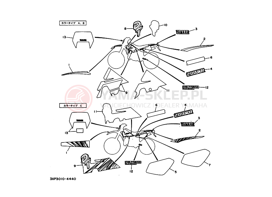 Schemat "naklejki" do Yamaha DT200WR