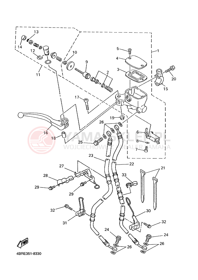 Schemat "Pompa hamulcowa przednia" do Yamaha XJ600S DIVERSION