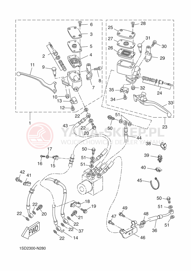 Schemat "Pompa hamulcowa przednia" do Yamaha X-MAX 400 ABS