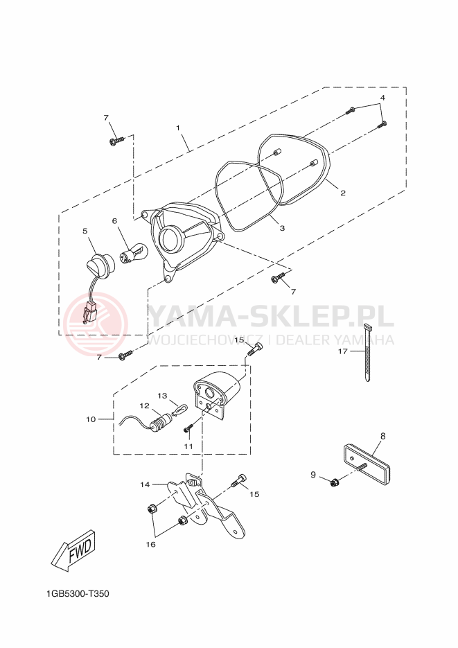 Schemat "Oświetlenie tył" do Yamaha AEROX 4