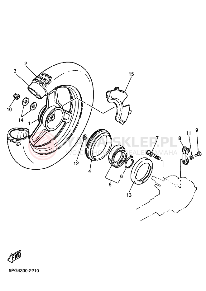 Schemat "Koło tył" do Yamaha PW50