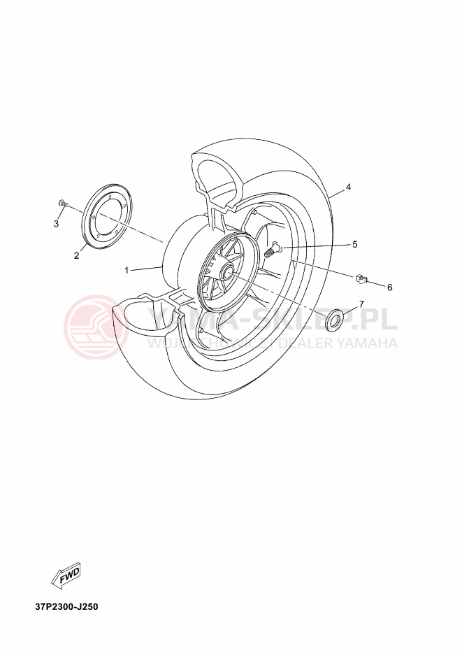Schemat "Koło tył" do Yamaha X-MAX 250 ABS