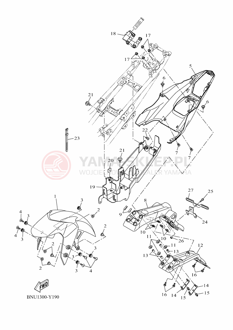 Schemat "błotnik" do Yamaha YZF-R125