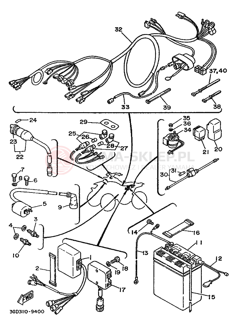 Schemat "układ elektryczny" do Yamaha WARRIOR