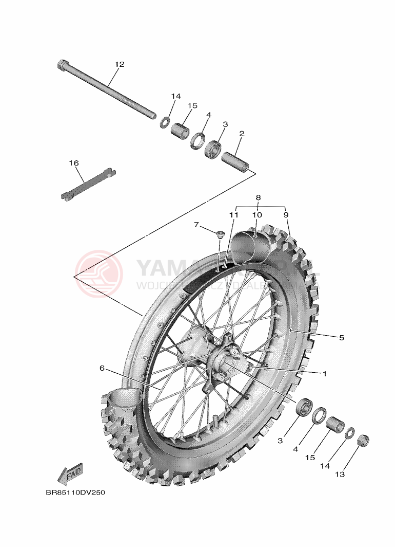 Schemat "Koło przód" do Yamaha YZ65