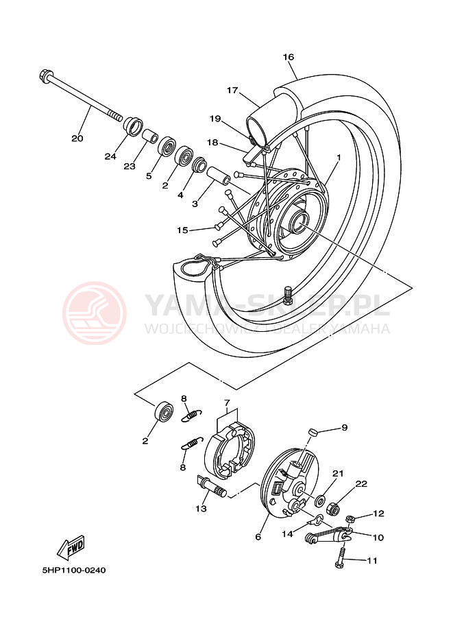 Schemat "Koło przód" do Yamaha TT-R125LW