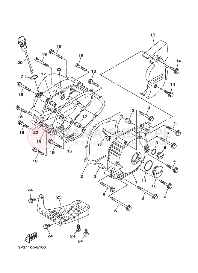 Schemat "Pokrywa silnika" do Yamaha TT-R90E
