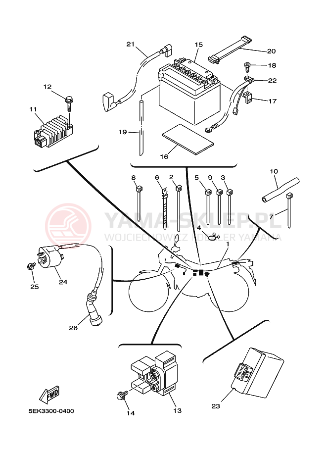 Schemat "układ elektryczny" do Yamaha TW125