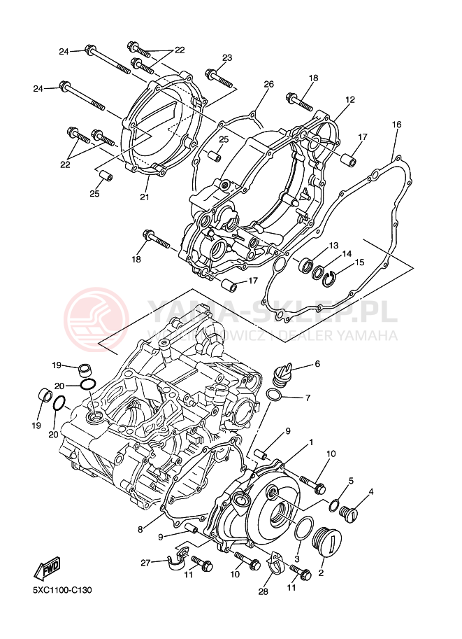 Schemat "Pokrywa silnika" do Yamaha YZ250F