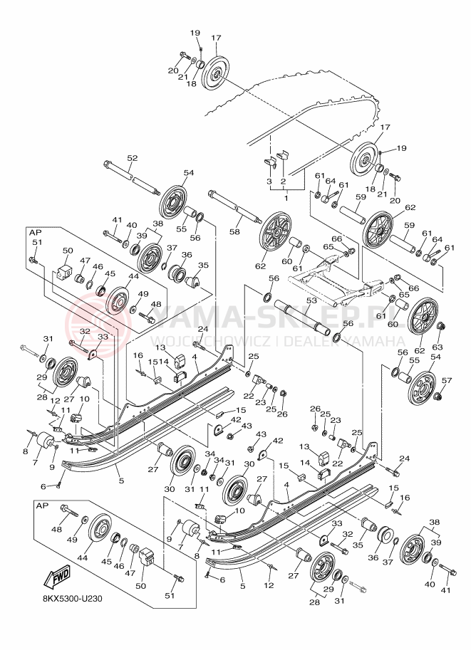Schemat "Zawieszenie gąsiennicy" do Yamaha VK540V