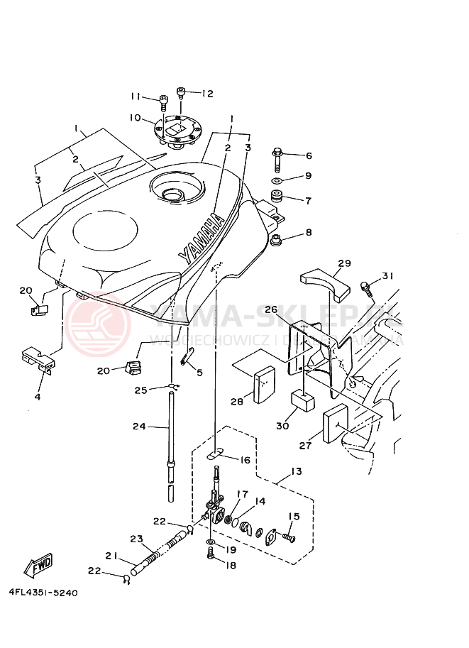 Schemat "zbiornik paliwa" do Yamaha TZR125