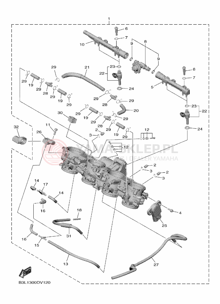 Schemat "Wtrysk paliwa" do Yamaha YZF1000 YZF-R1