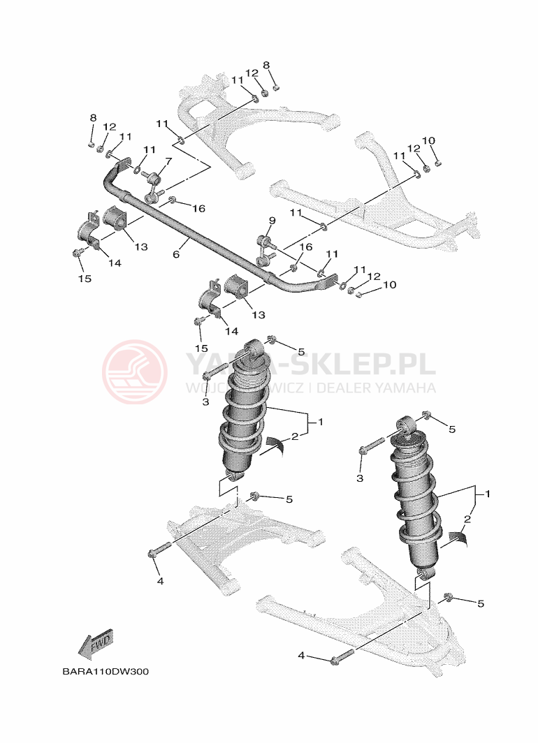 Schemat "zawieszenie tył" do Yamaha WOLVERINE X4 850