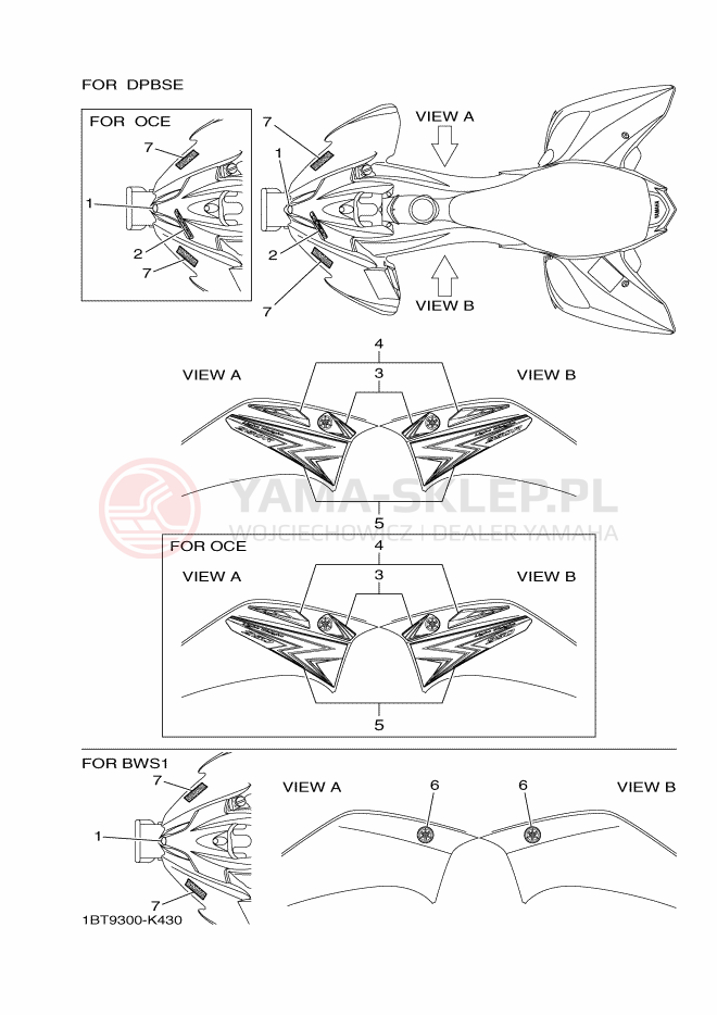Schemat "Naklejki" do Yamaha YFM250R
